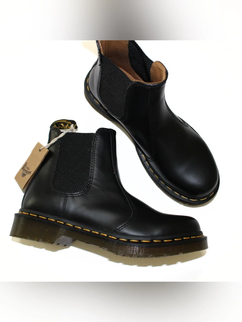 Dr. Martens 2976 Yellow Stitch Smooth Leather Chelsea Boots
